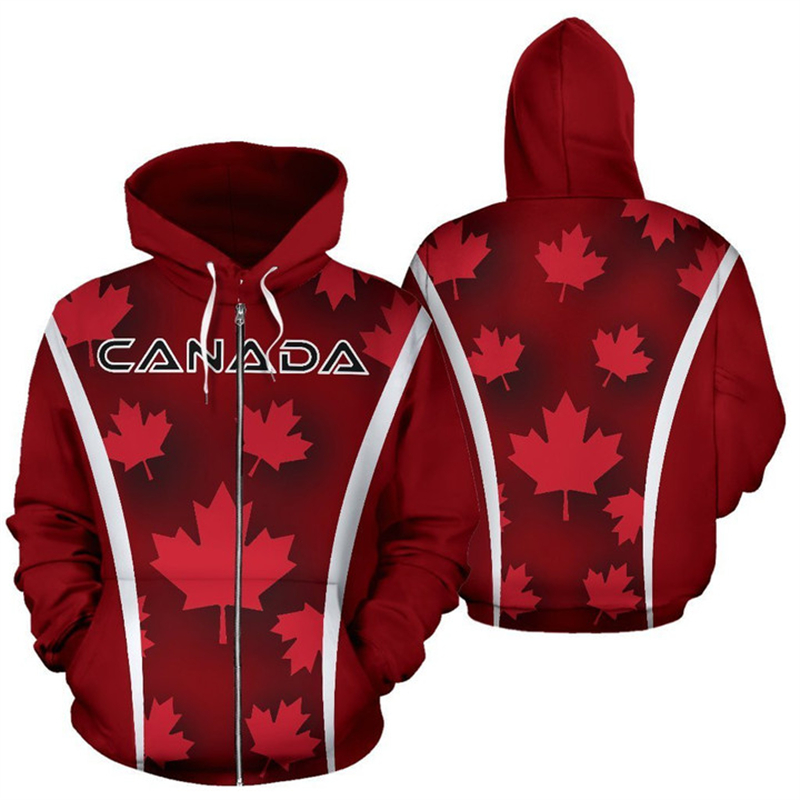 Canada Flag 3d Printed Zip Up  - Street Fashion Canada 评论和价格