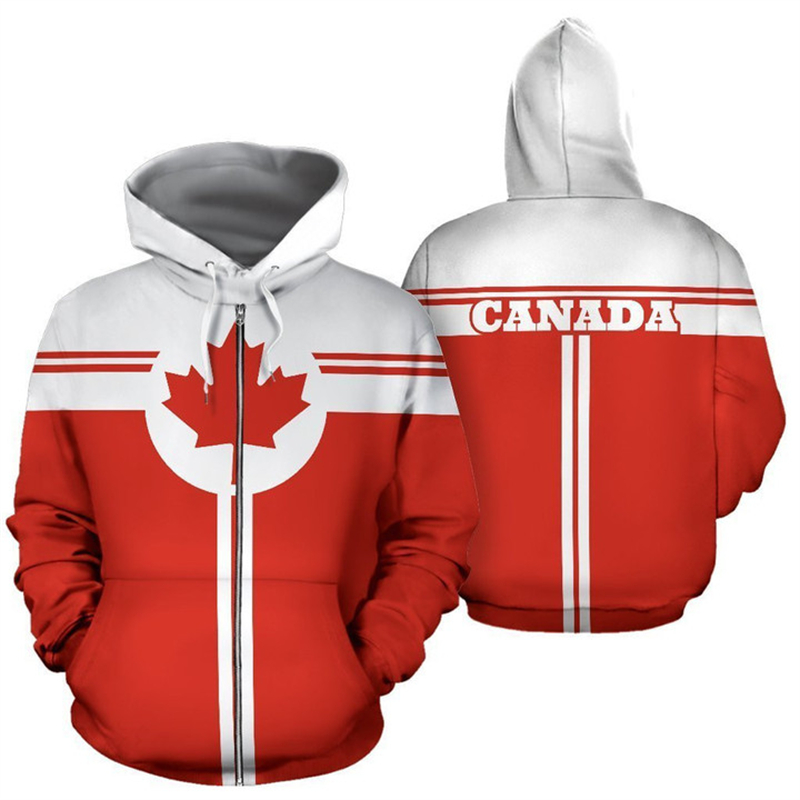 Canada Flag 3d Printed Zip Up  - Street Fashion Canada 评论和价格